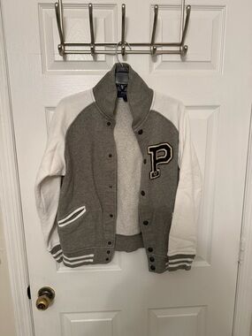 Polo by Ralph Lauren Gray and White Varsity Jacket